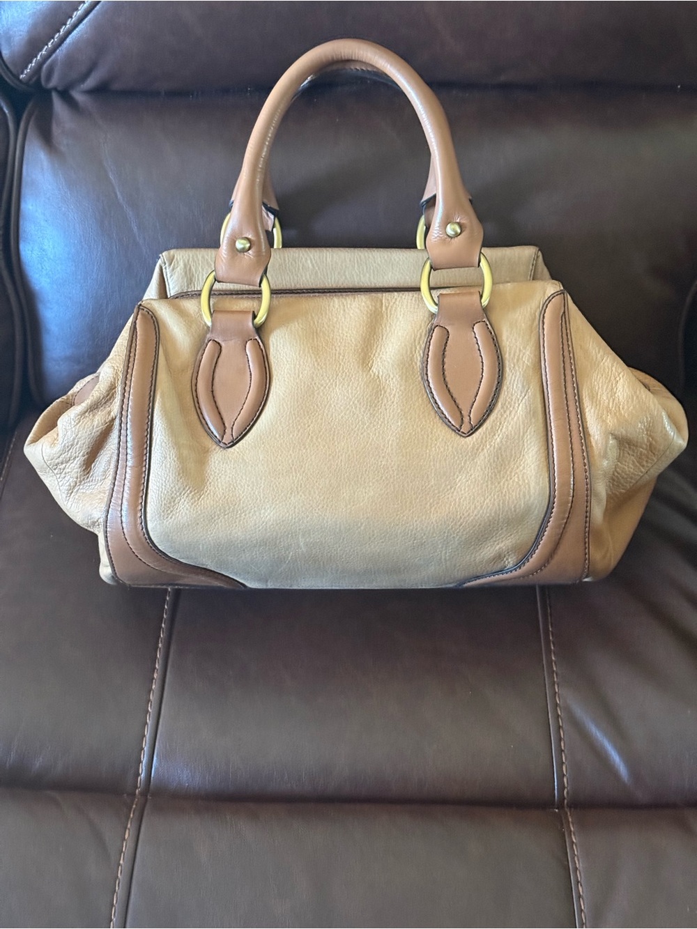 Kate Landry all leather Butterscotch satchel